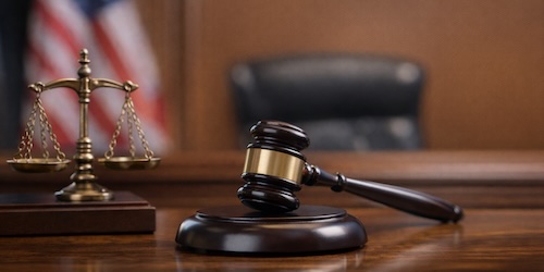 Tennessee courtroom with gavel and scales representing order of protection defense proceedings