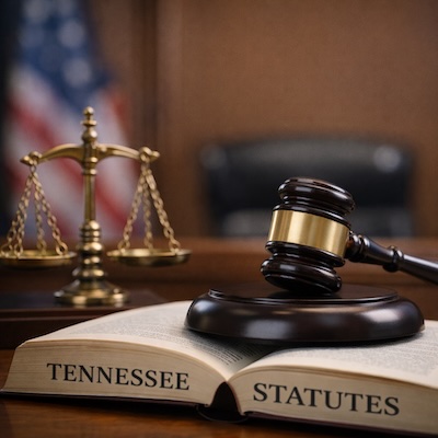 judge gavel and legal scales on statute book representing Tennessee order of protection law