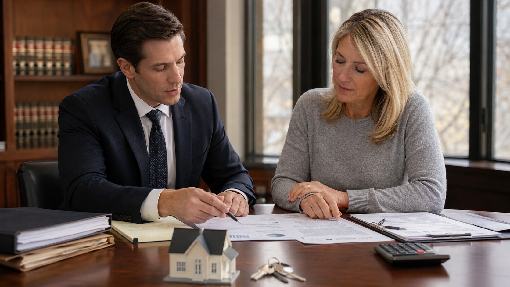 High asset divorce attorney service image with financial records