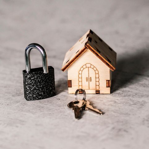 House, lock, and keys representing property crime evidence in Nashville